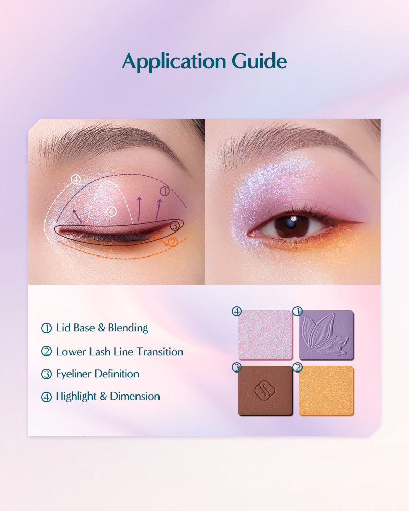 FLORASIS, BUTTERFLY GLITTER QUAD EYESHADOW PALETTE
