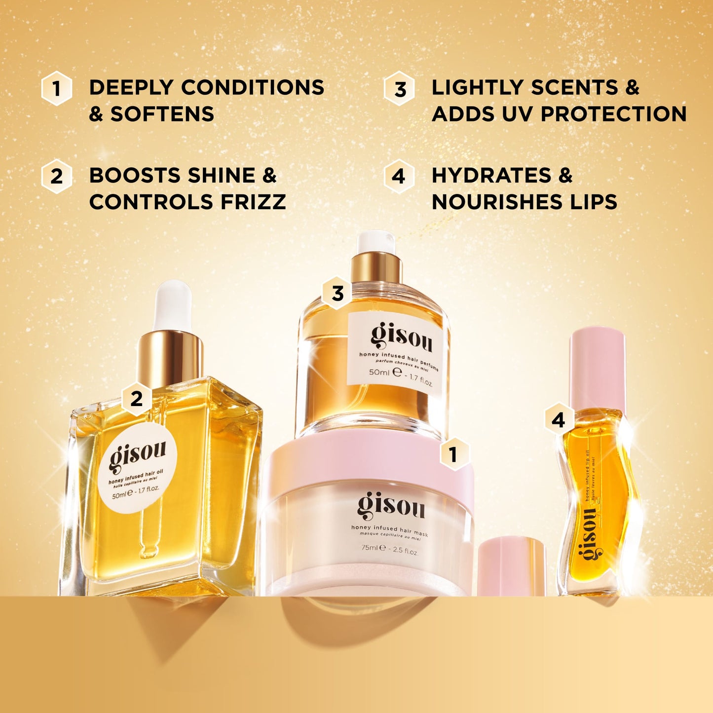 Gisou, Honey Glow Icons Bestsellers Gift Set