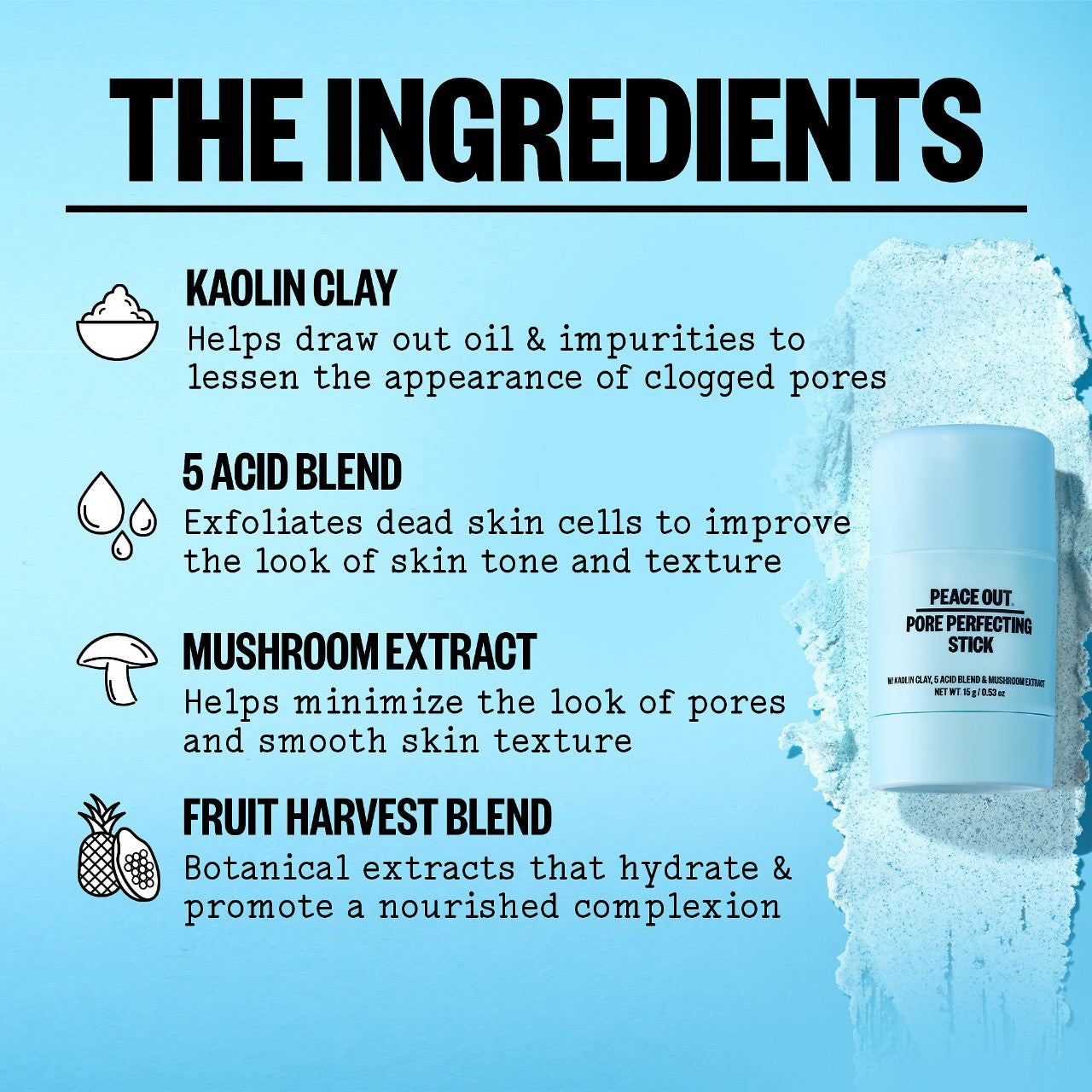 Peace Out, AHA Pore & Blackhead Exfoliator Multitasking Treatment Stick