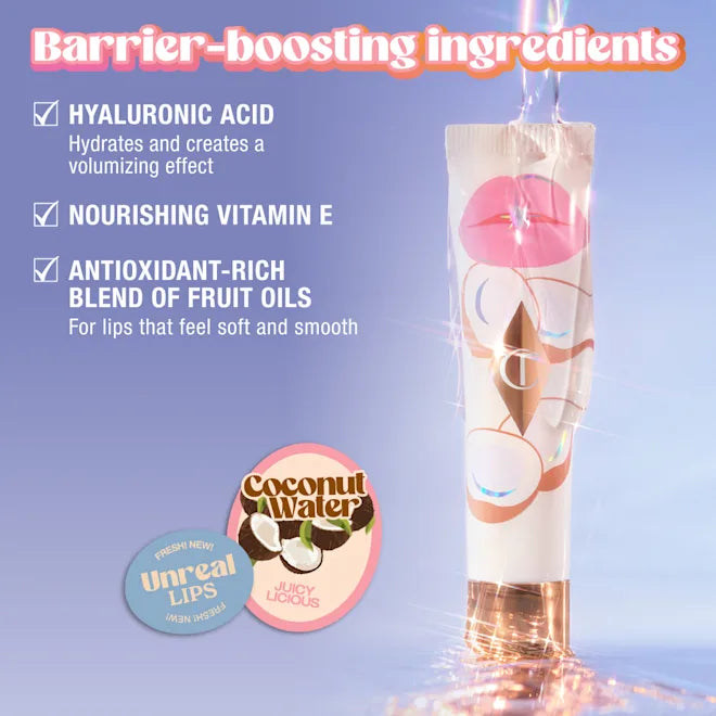 CHARLOTTE TILBURY, UNREAL LIPS HEALTHY GLOW NECTAR OIL JUICYLICIOUS COCONUT WATER