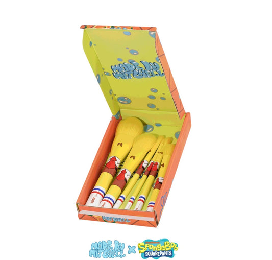 MADE BY MITCHELL, SpongeBob SquarePants - Six Piece Brush Set - Home Sweet Pineapple, Set de 6 brochas para rostro y ojos