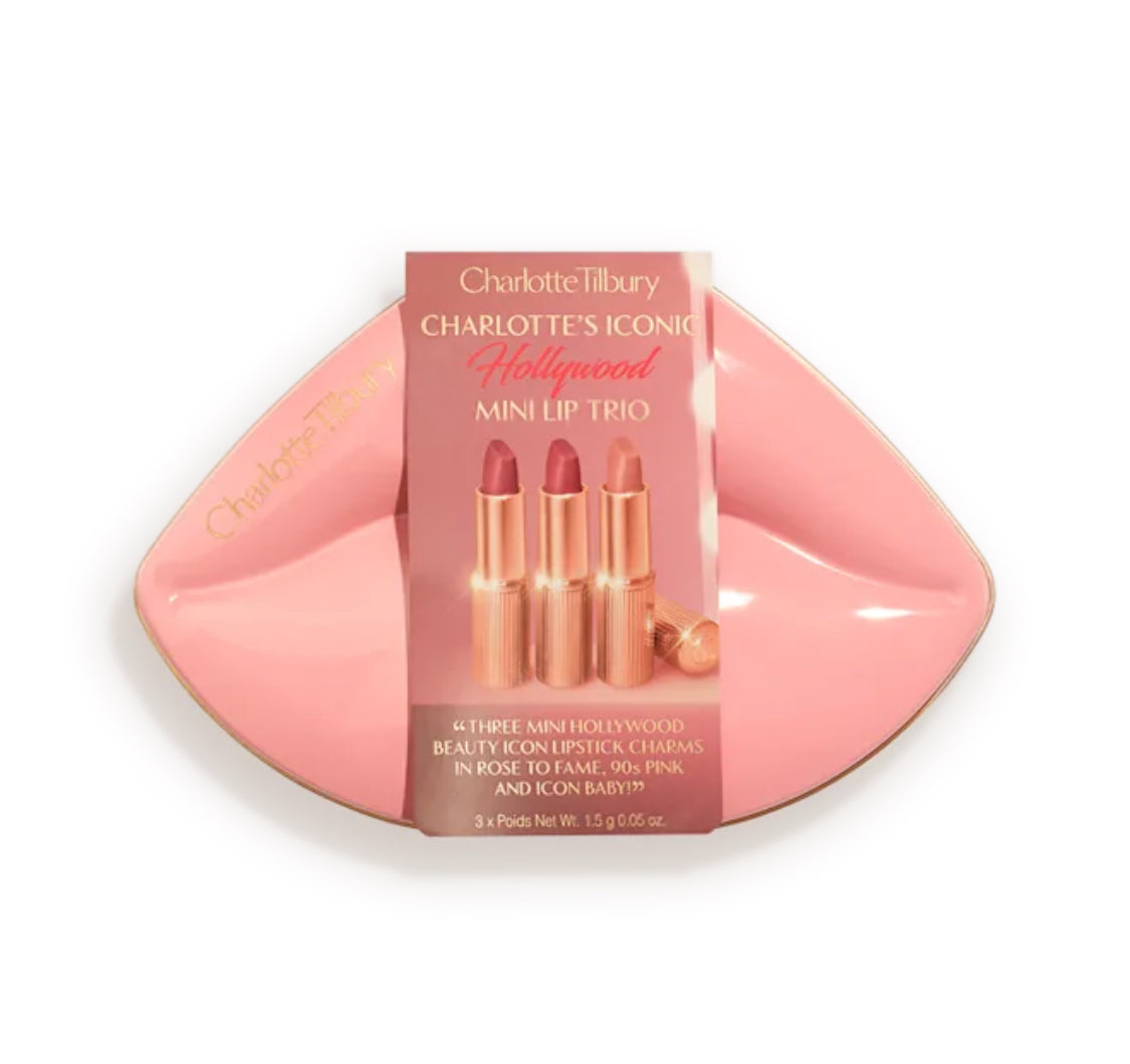 CHARLOTTE TILBURY, HOLLYWOOD ICONIC MINI LIP TRIO TRAVEL SIZE LIP KIT