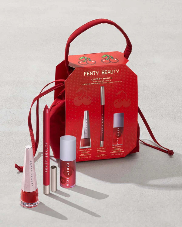 FENTY BEAUTY, CHERRY MOUTH 3-PIECE LIP SET + POUCH