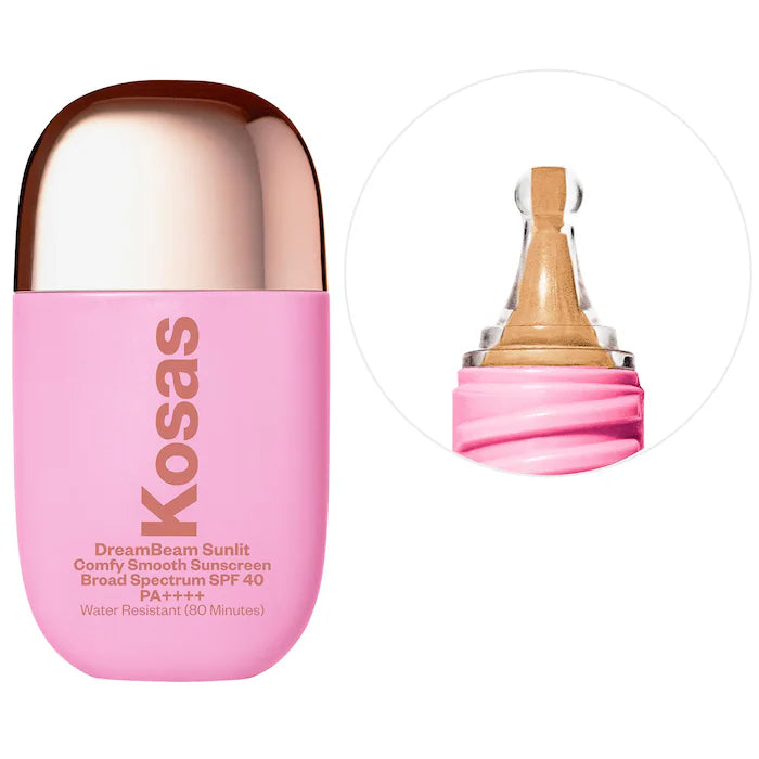 Kosas, DreamBeam Silicone-Free Mineral Sunscreen SPF 40 with Ceramides and Peptides