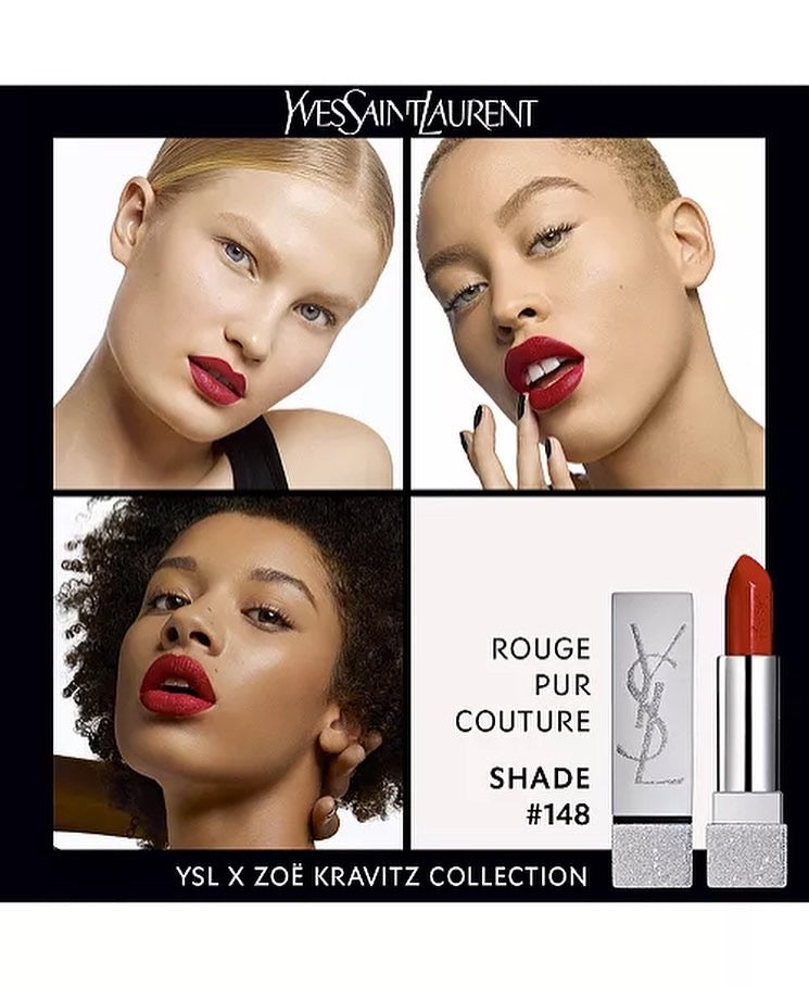 YSL, 2pc ZOÉ KRAVITZ ROUGE PUR COUTURE SATIN LIPSTICK SET