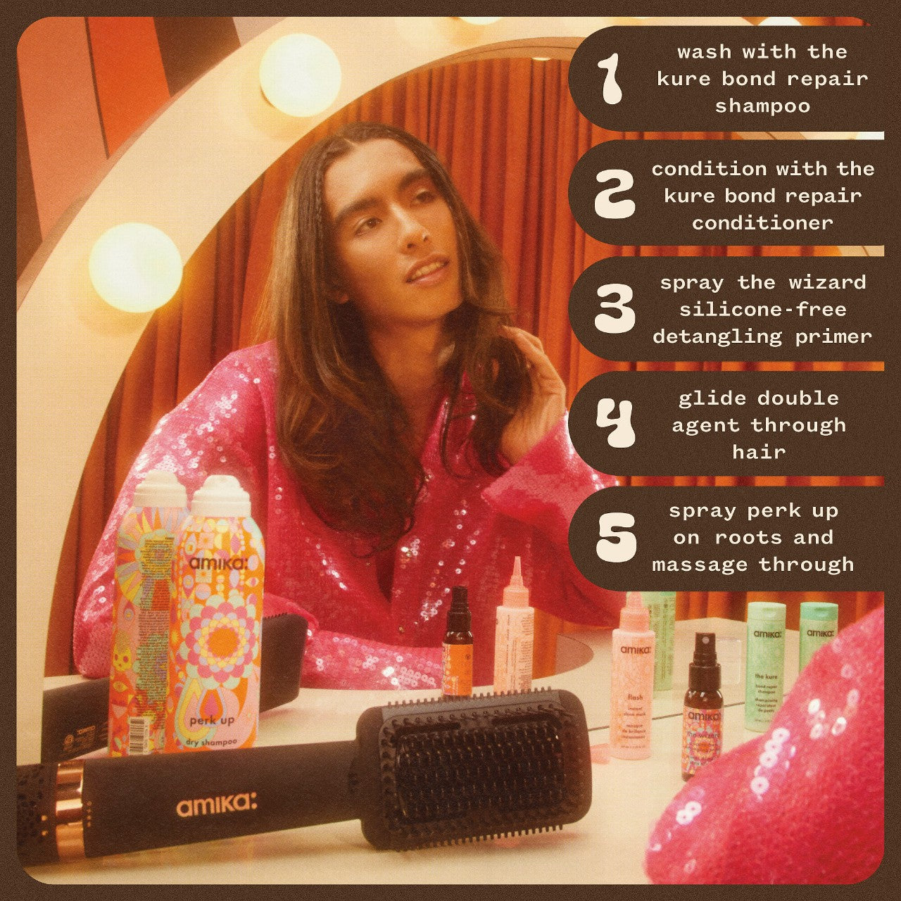 AMIKA, Smooth Talker Double Agent Straightening Blow Dry Brush Hair Set