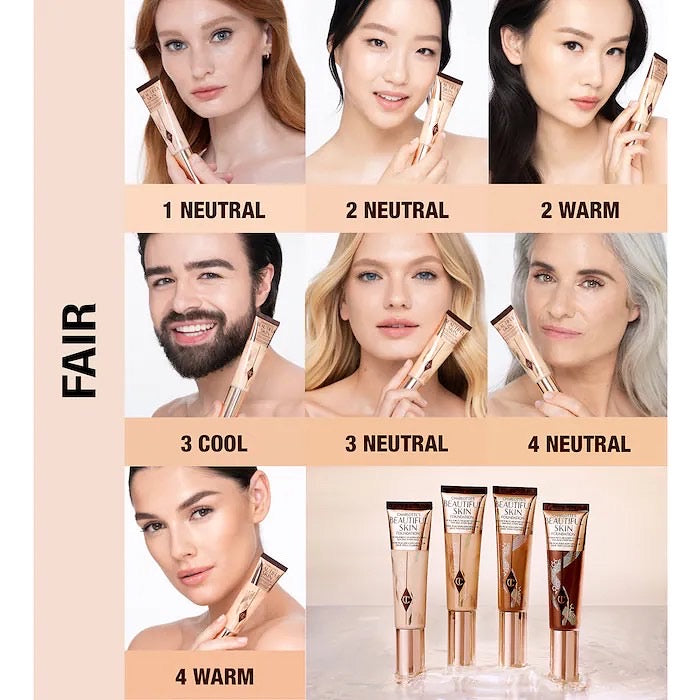 CHARLOTTE TILBURY, NEW RELEASE!!! BEAUTIFUL SKIN MEDIUM COVERAGE LIQUID FOUNDATION WITH HYALURONIC ACID