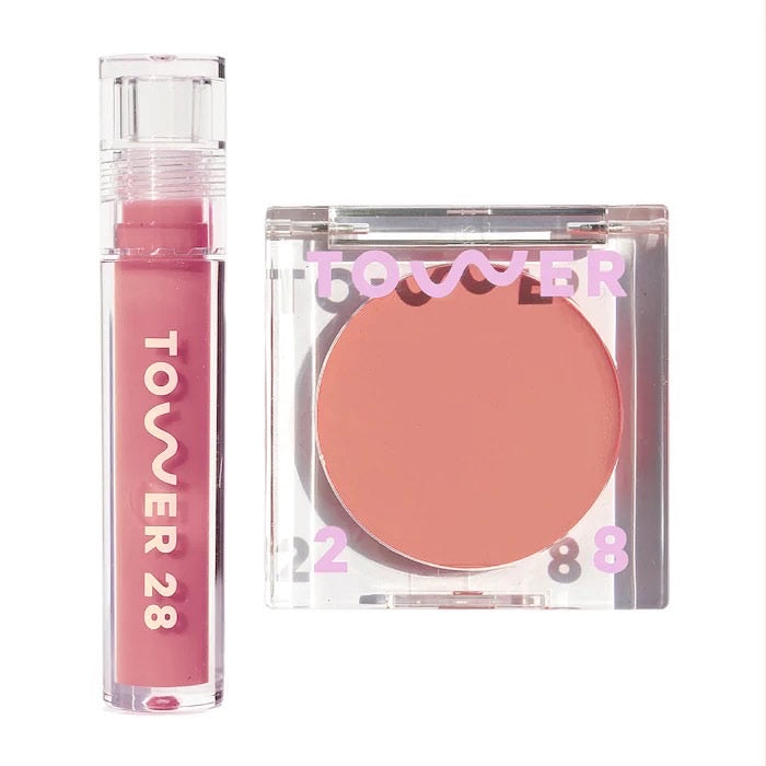 TOWER 28 BEAUTY, DREAM TEAM LIP GLOSS + CREAM BLUSH SET