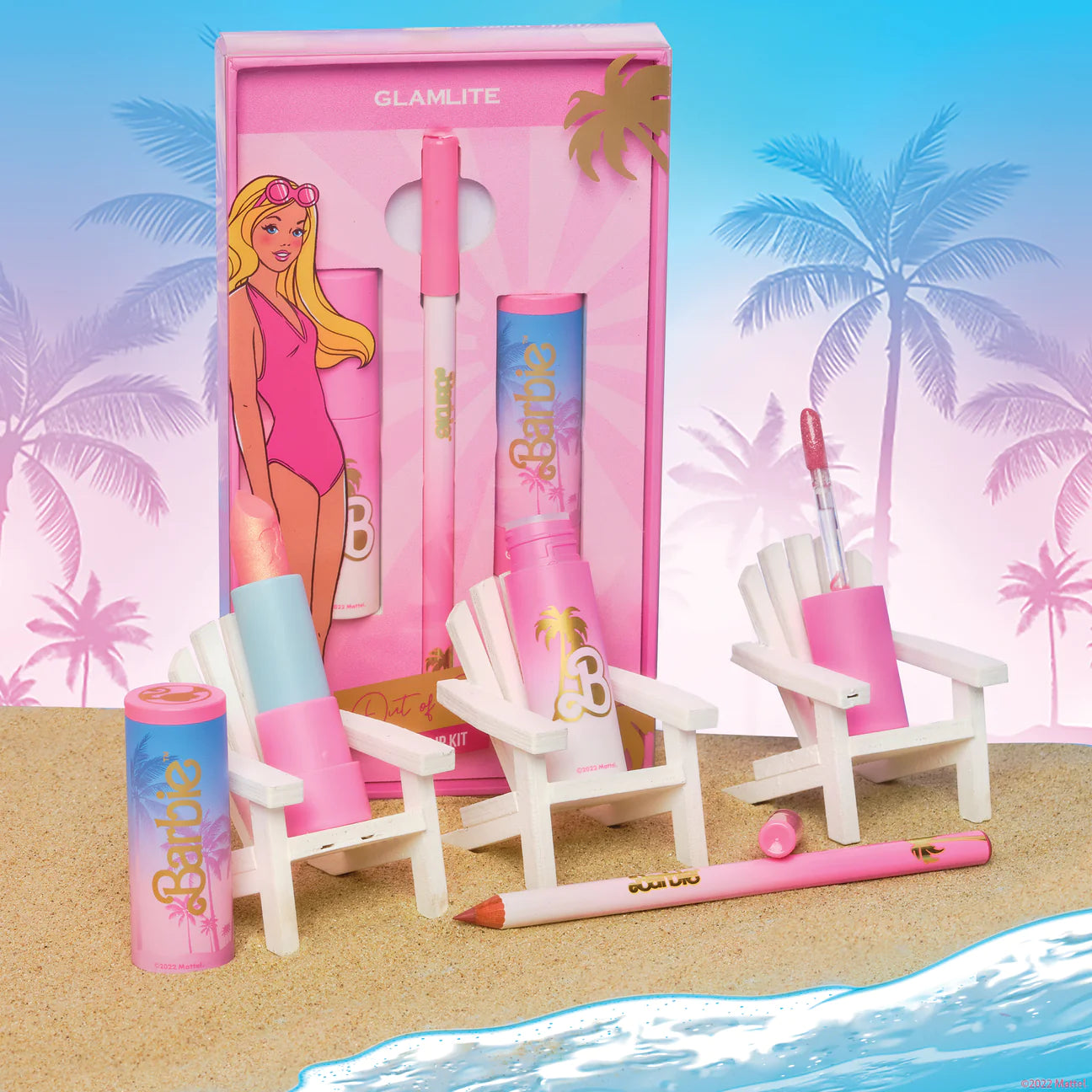 GLAMLITE, Barbie X Glamlite out of office lip kit.