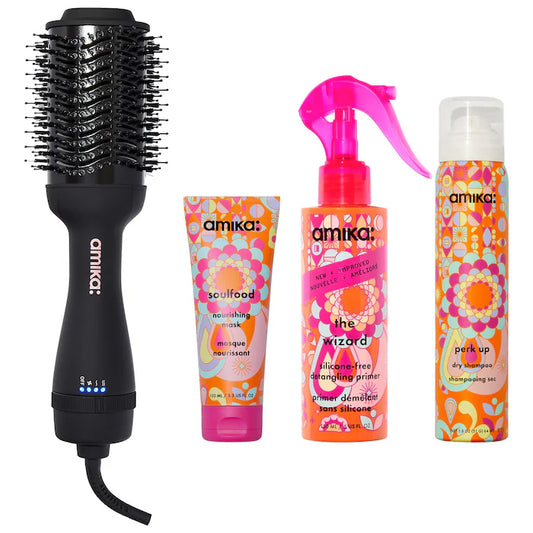 amika Start to Finish Blow Dryer Brush Hair Set