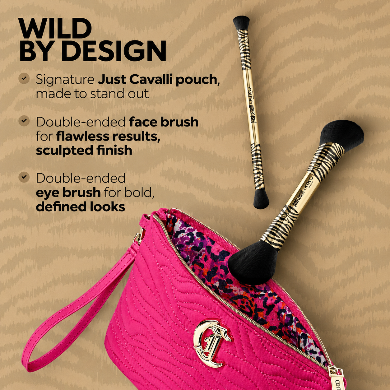 KIKO MILANO, Just Cavalli X Kiko Milano My Secret Desire Brush Set Set with beauty pouch and two brushes