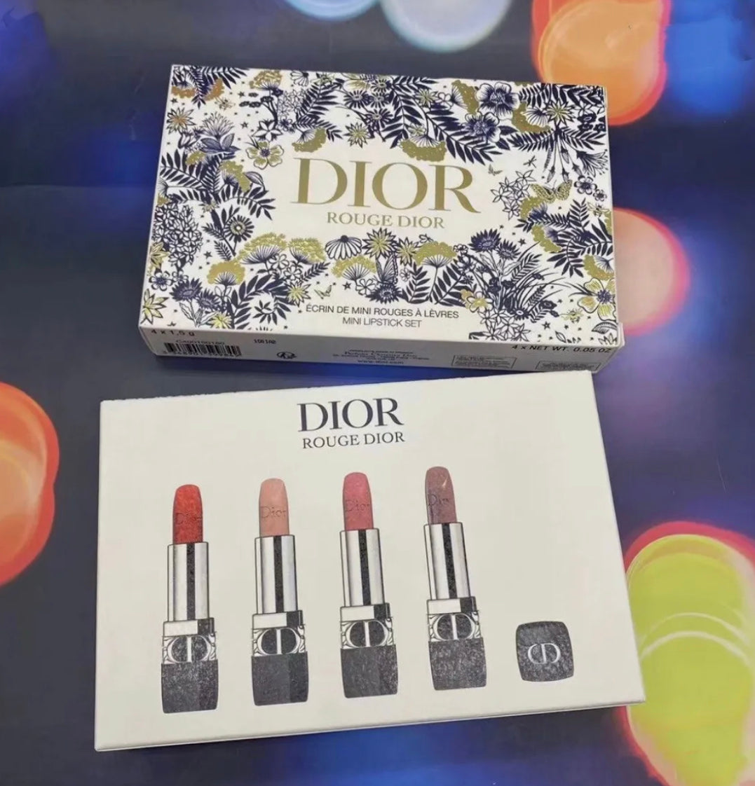 Christian Dior Rouge Dior Mini Lipstick 4pc Gift Set Brand New
