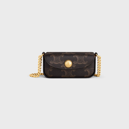 CELINE, LIPSTICK CASE ON CHAIN IN TRIOMPHE CANVAS