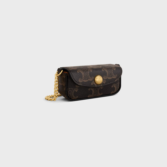 CELINE, LIPSTICK CASE ON CHAIN IN TRIOMPHE CANVAS