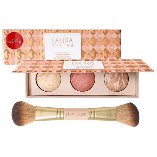 Laura Geller, Geller’s Greatest Lift-n-Glow Face Palette & Dual-Ended Blush + Bronzer Brush