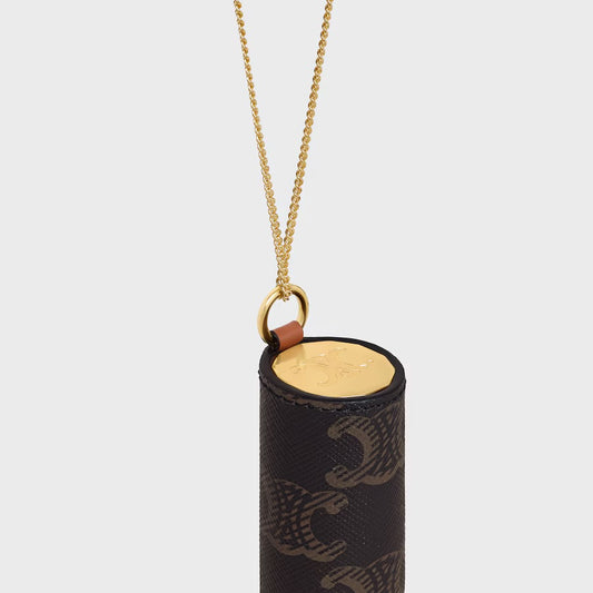 CELINE, LIPSTICK NECKLACE IN TRIOMPHE CANVAS AND CALFSKIN