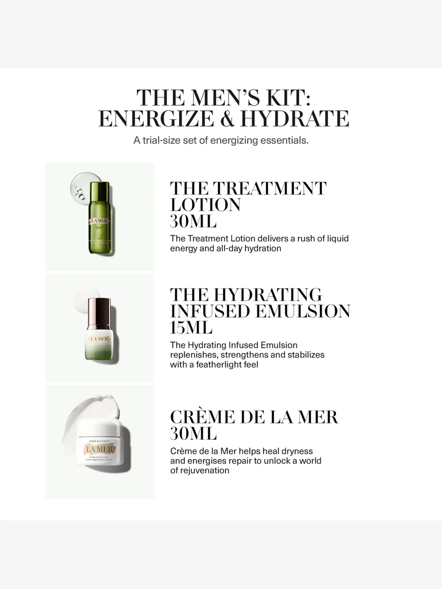 LA MER The Men’s Kit: Energize & Hydrate gift set