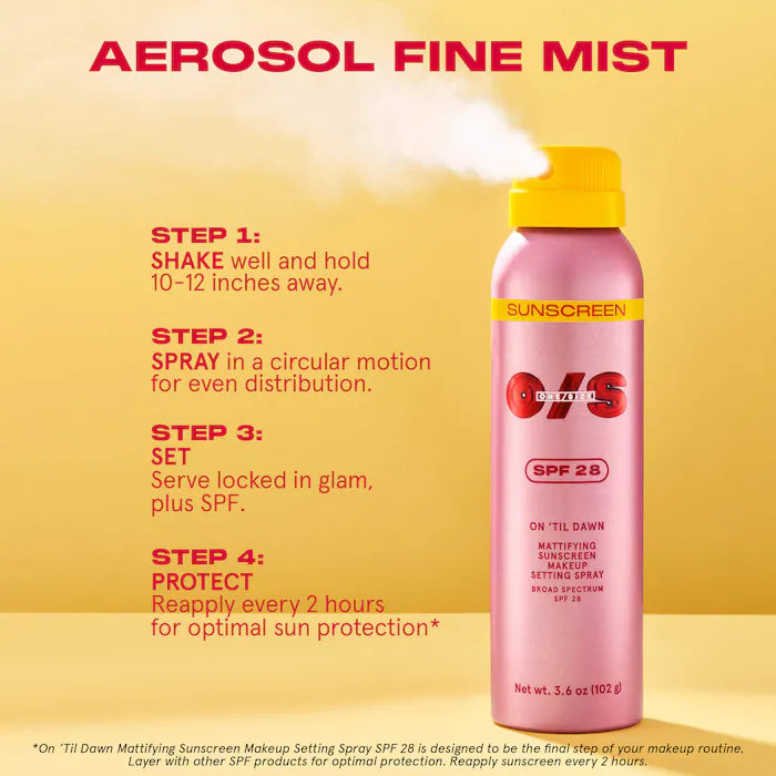 ONE/SIZE by Patrick Starrr, On ‘Til Dawn Mattifying Sunscreen Makeup Setting Spray SPF 28
