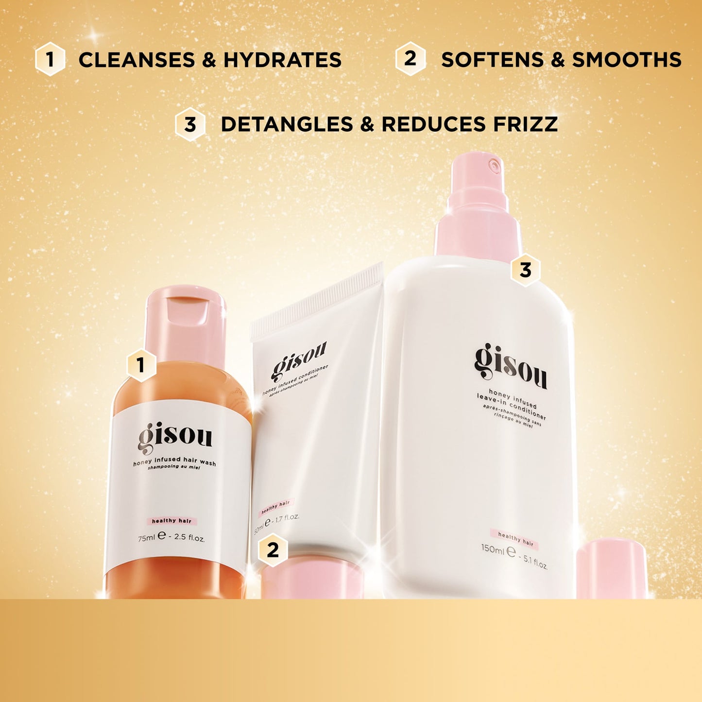 Gisou, Honey Infused 3-Step Hydration Essentials Gift Set