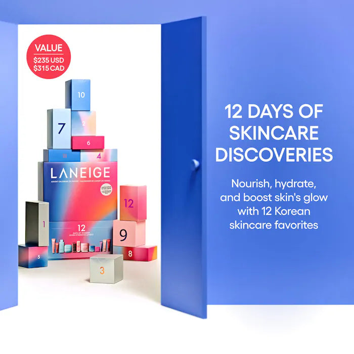 LANEIGE, 12 Days of Wonder Korean Skincare & Lip Favorites Advent Calendar