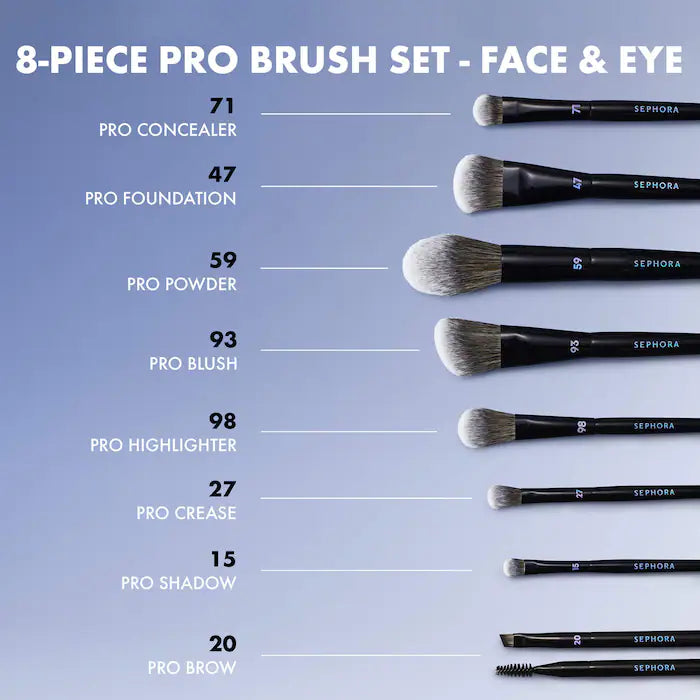 SEPHORA COLLECTION 8 Piece PRO Face & Eye Brush Set