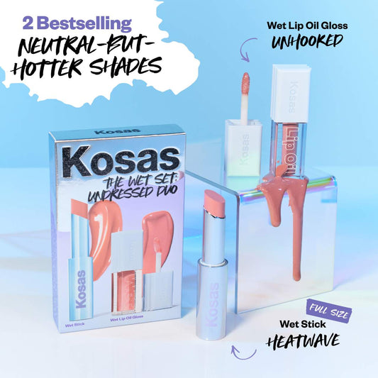 Kosas, The Wet Set Undressed: Nude Sheer Lipstick + Lip Oil Set
