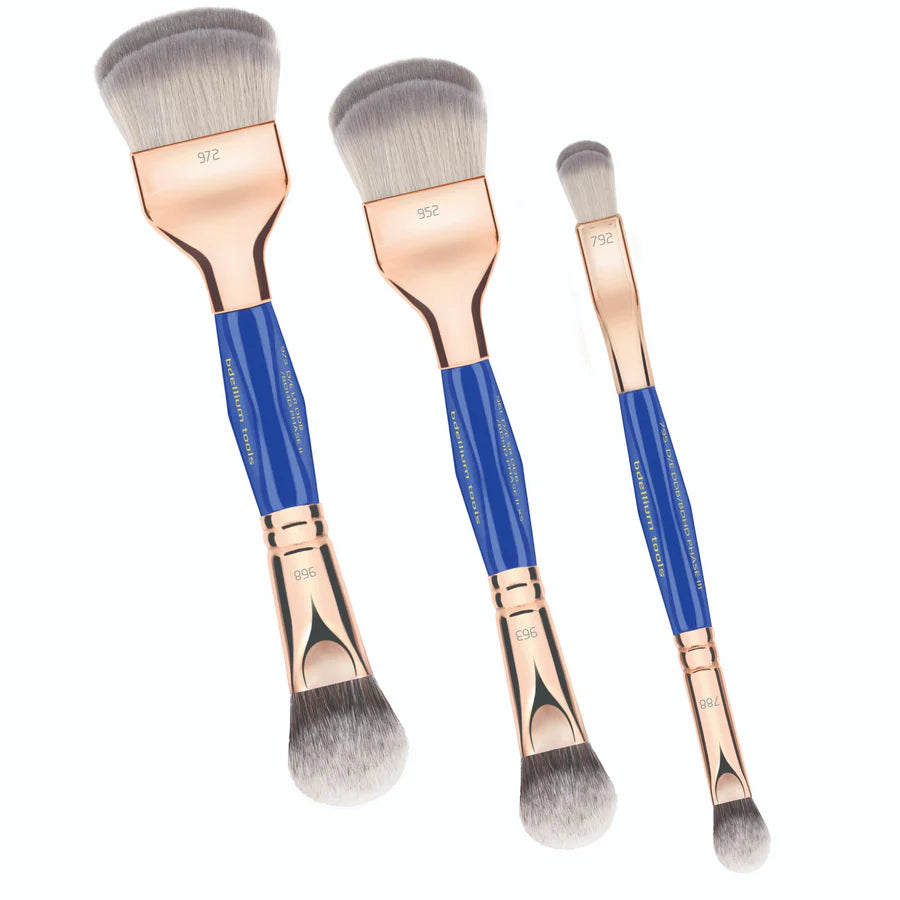 BDELLIUM TOOLS, GOLDEN TRIANGLE DOUBLE-ENDED DOUBLE DOME BLENDER / BDHD BRUSH 3PC. SET
