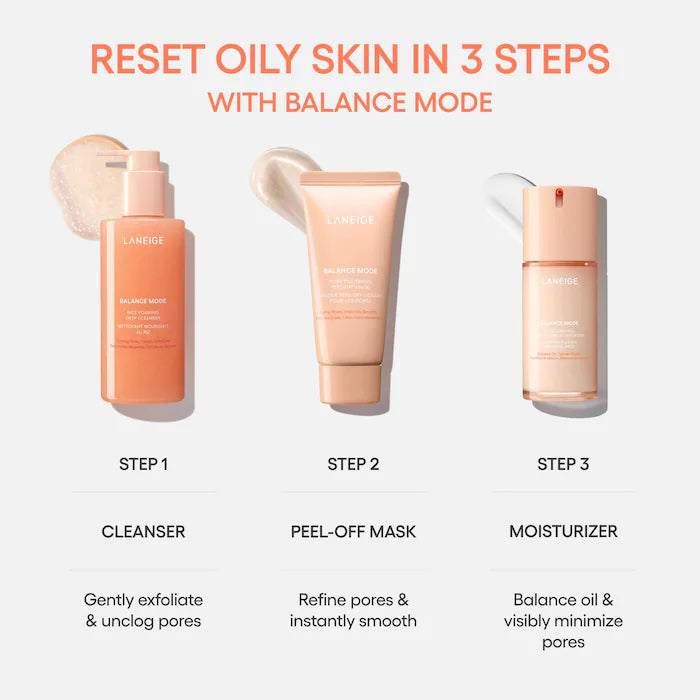 LANEIGE, Reset to Balance Mode Kit - Routine Set for Oily Skin and Pore + Shine Control