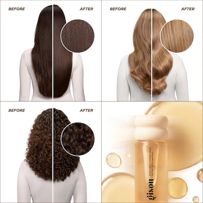 Gisou, Honey Gloss Collagen Drops Hair Oil for Fine to Medium Hair