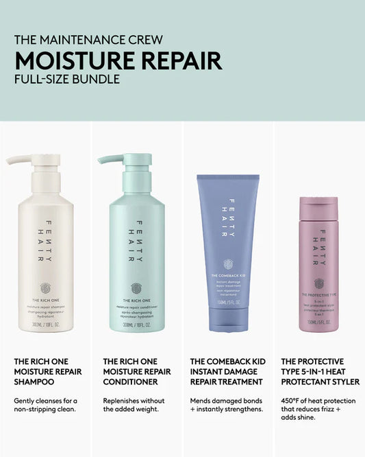 FENTY HAIR, MOISTURE REPAIR THE MAINTENANCE CREW FULL-SIZE BUNDLE, EL NUEVO EQUIPO DE HAIR