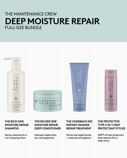 FENTY HAIR, DEEP MOISTURE REPAIR THE MAINTENANCE CREW FULL-SIZE BUNDLE, EL NUEVO EQUIPO DE HAIR