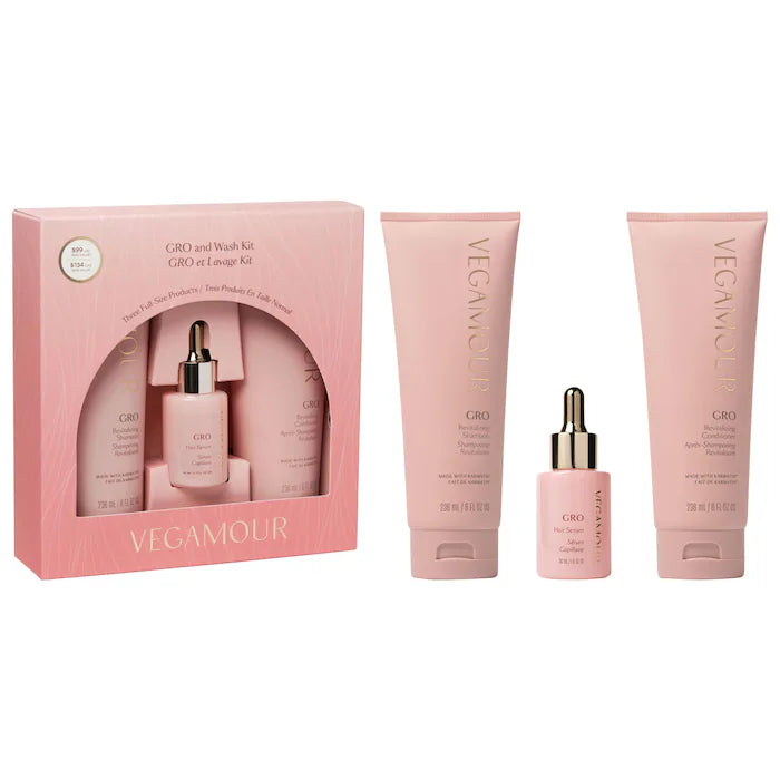 Vegamour GRO Hair Serum and Shampoo & Conditioner Hair Gift Set