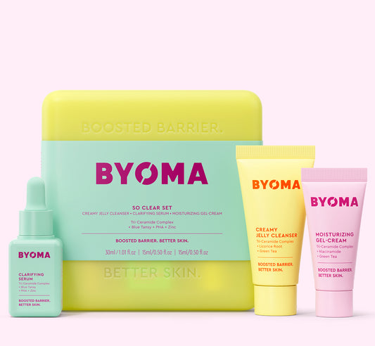 BYOMA, SO CLEAR SET MINI CLEANSER, MINI GEL CREAM, MINI CLARIFYING SERUM