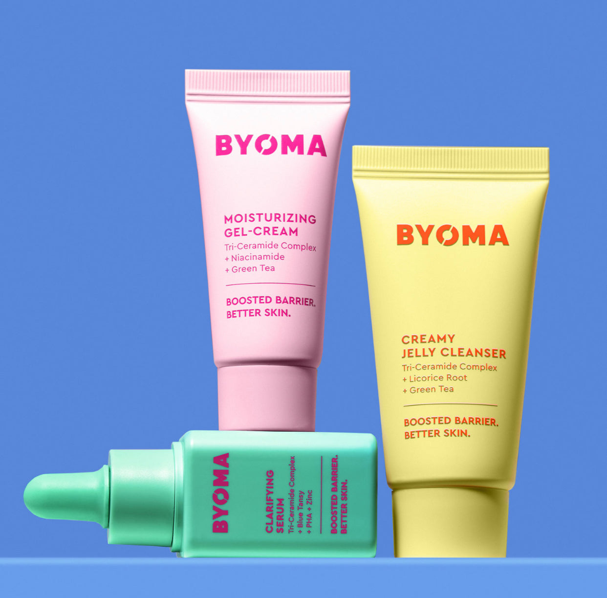 BYOMA, SO CLEAR SET MINI CLEANSER, MINI GEL CREAM, MINI CLARIFYING SERUM