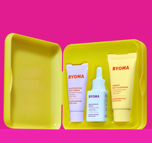 BYOMA, SO BRIGHT SET, MINI CLEANSER, MINI RICH CREAM, MINI BRIGHTENING SERUM