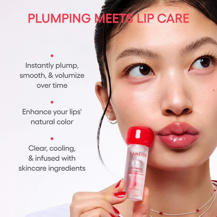 LANEIGE, Flush Pop Plumping Peptide Lip Gloss Treatment