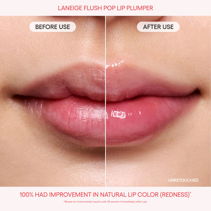 LANEIGE, Flush Pop Plumping Peptide Lip Gloss Treatment