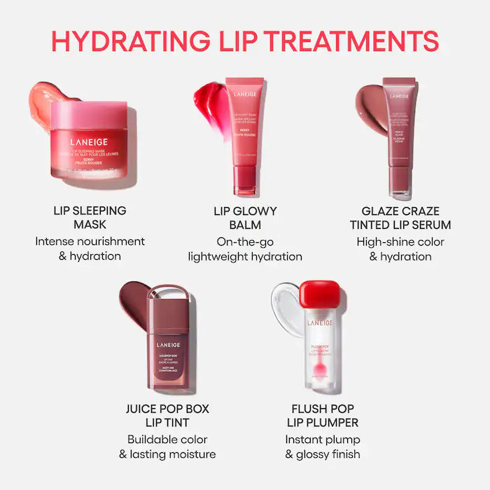 LANEIGE, Flush Pop Plumping Peptide Lip Gloss Treatment