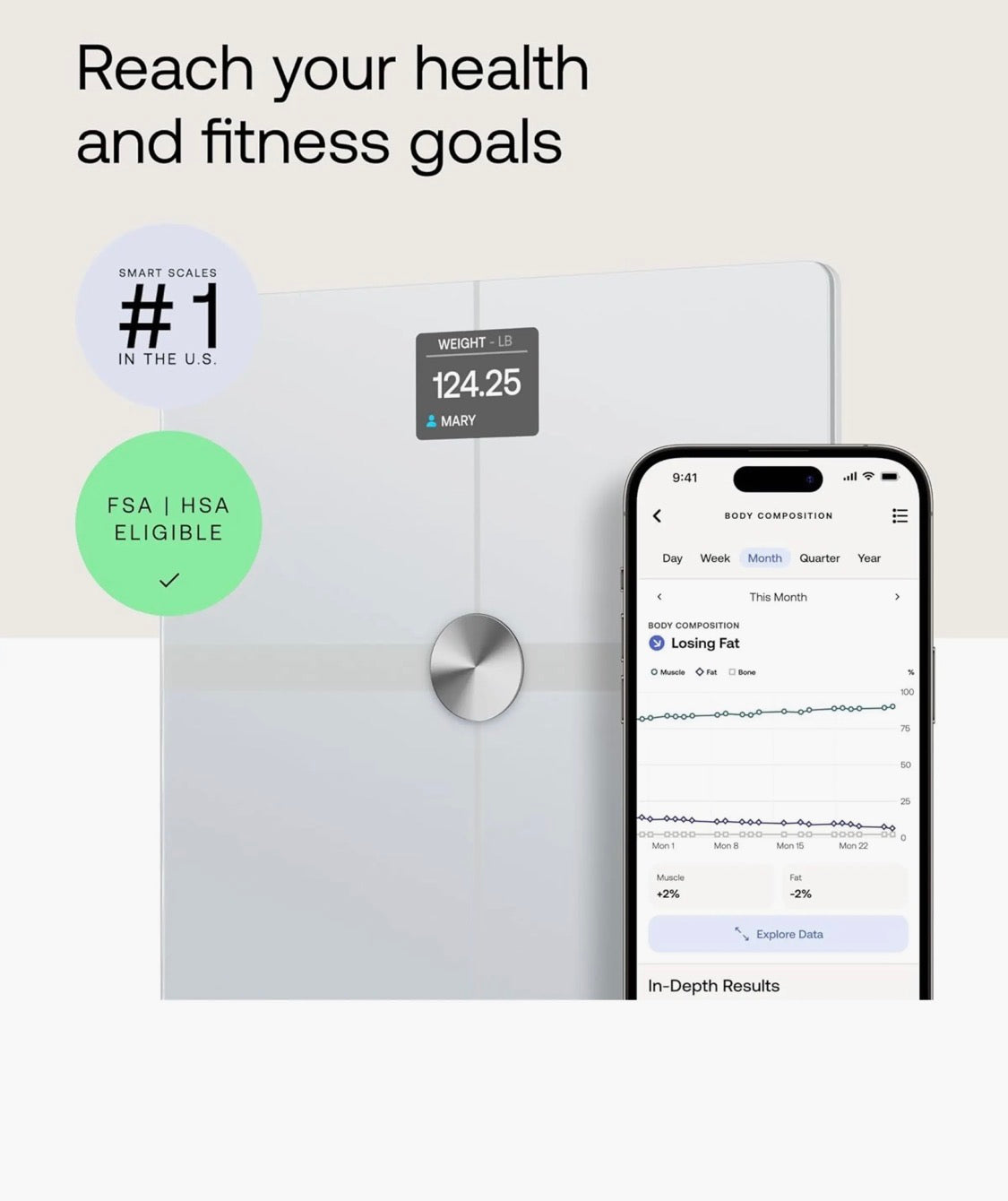 WITHINGS, Body Smart - Accurate Scale for Body Weight and Fat Percentage, Body Composition Wi-Fi and Bluetooth Weight Scale, Baby Weight Scale, Smart Scale Apple Health Compatible, Bathroom Scale