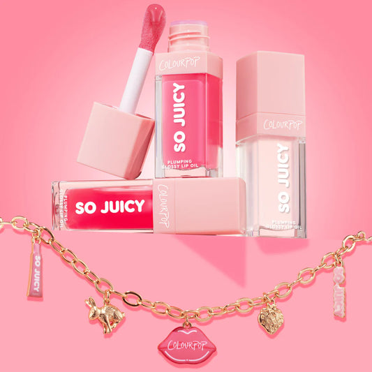 COLOURPOP, charmed & juicy so juicy lip oil and necklace set