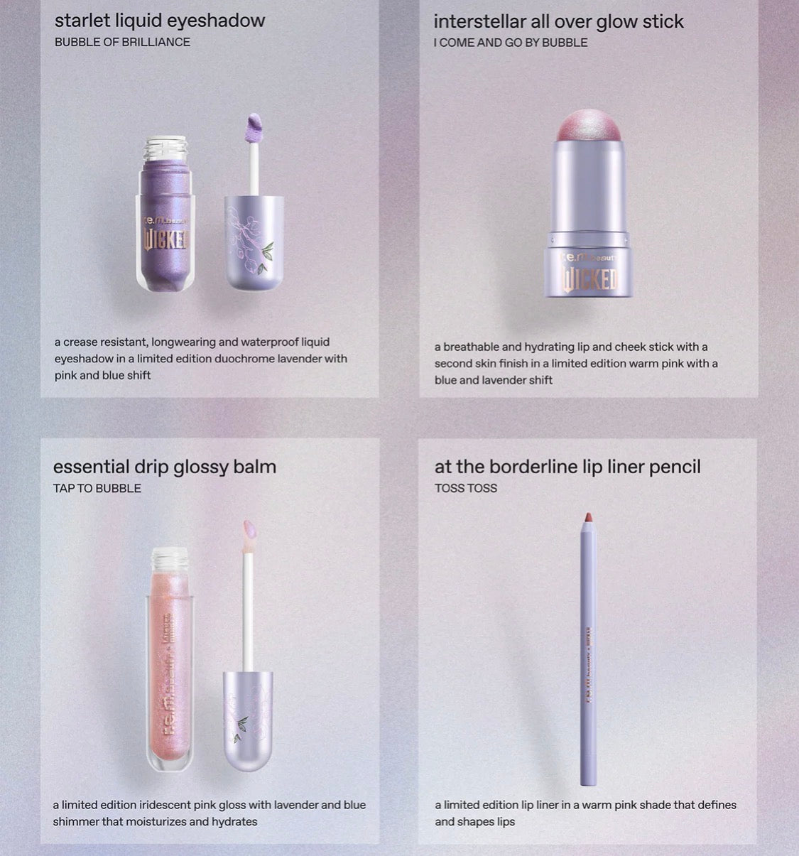 r.e.m. beauty x wicked: for good glinda makeup set,