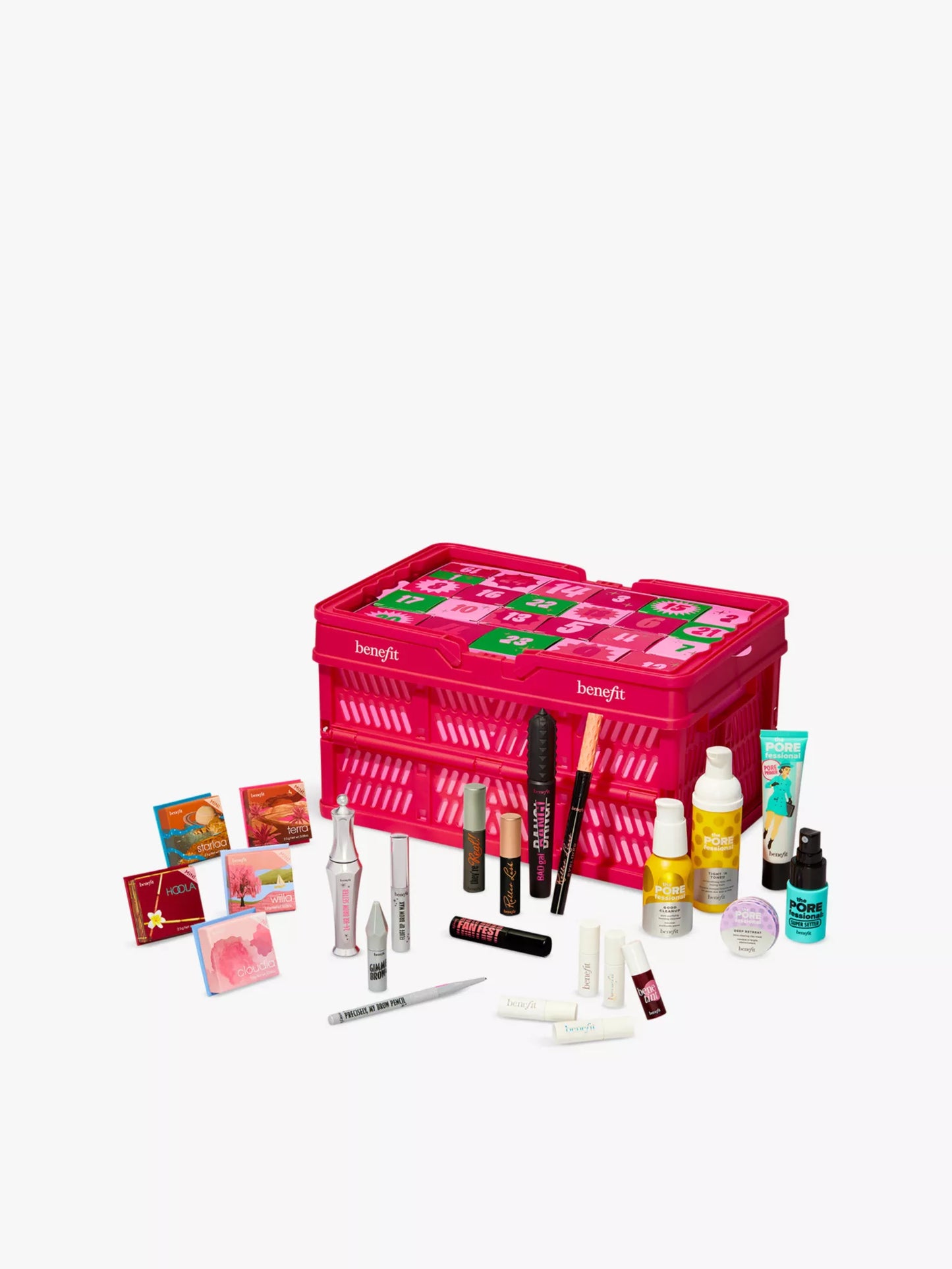 BENEFIT The Gorgeous Grocer Beauty Advent Calendar, Calendario de adviento de belleza de 24 días de Benefit The Gorgeous Grocer