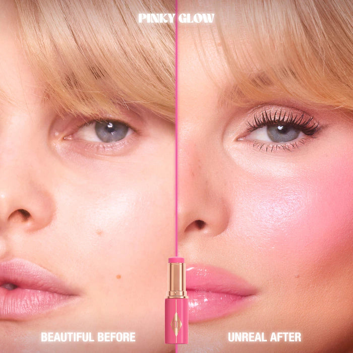 Charlotte Tilbury, Unreal Lip + Cheek Glow Blush Stick with Hyaluronic Acid