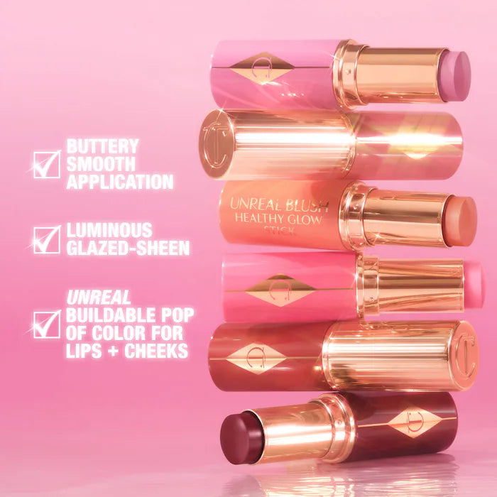 Charlotte Tilbury, Unreal Lip + Cheek Glow Blush Stick with Hyaluronic Acid