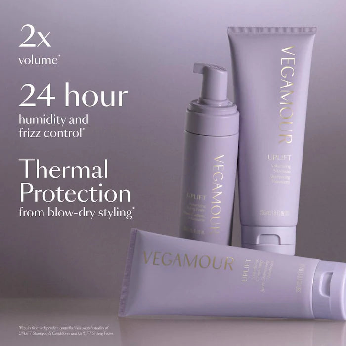 Vegamour UPLIFT Volumizing Styling Foam for Fine, Flat Hair,