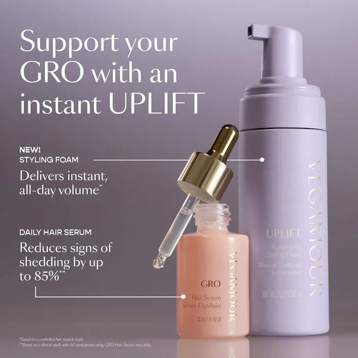 Vegamour UPLIFT Volumizing Styling Foam for Fine, Flat Hair,