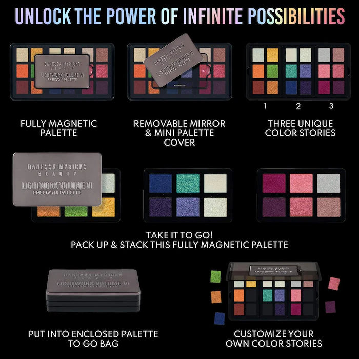 Danessa Myricks Beauty LIGHTWORK VI The Freedom Palette: Magnetic, Customizable, Stackable Palette with Illuminating Pigments for Eyes, Face & Lips