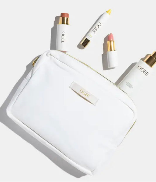 OGEE, Mod minimalista LÁPIZ ROSTRO ESCULPIDO (TOPAZ), LÁPIZ LABIAL ESCULPIDO FULL BLOOM (LULU), HIDRATANTE BOTÁNICO VELVET Y ACEITE LABIAL ESCULPIDO (TRANSPARENTE)