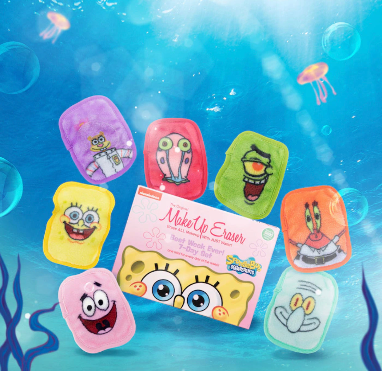 THE ORIGINAL MAKEUP ERASER, SPONGE BOB 7day MAKEUP ERASER SET