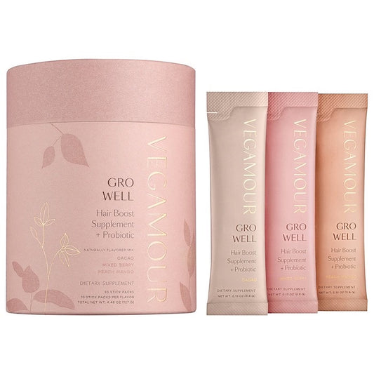 VEGAMOR, GRO WELL HAIR BOOST SUPPLEMENT POWDER + PROBIOTIC